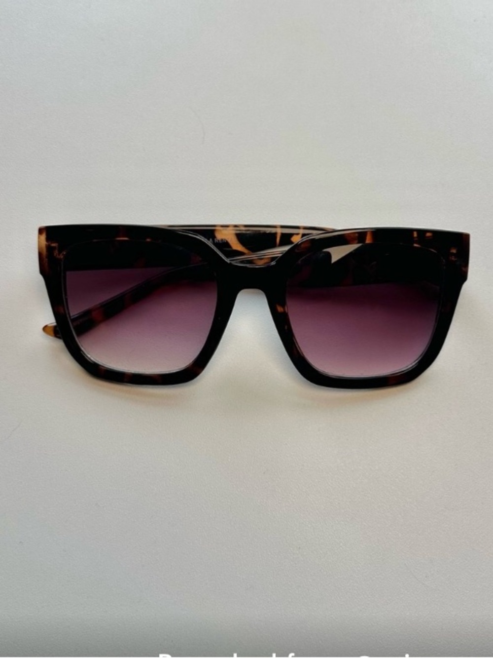 Oscar de la Renta Tortoiseshell Square Sunglasses with Gradient Purple Lenses
